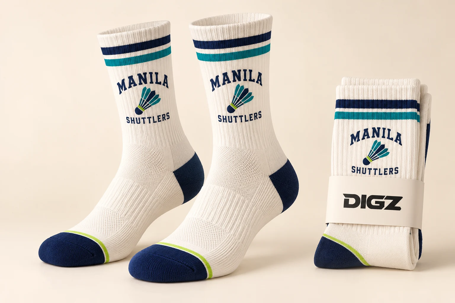 DIGZ Badminton classic stripe sock concept for fictional MANILA SHUTTLERS