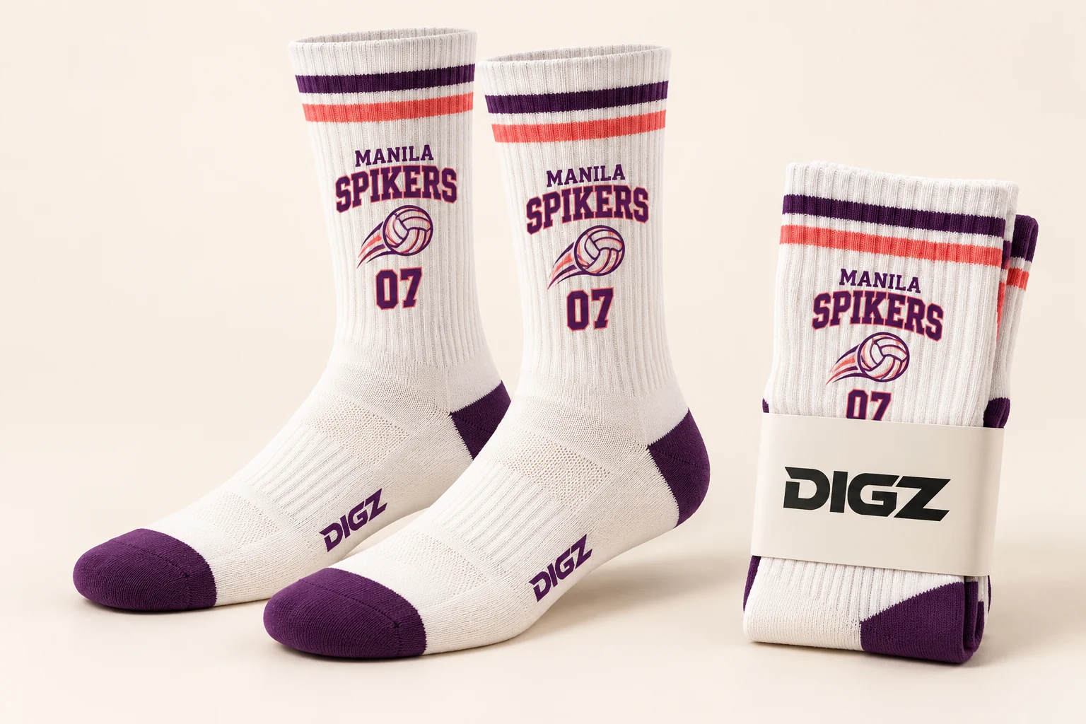 DIGZ Volleyball classic stripe sock concept for fictional MANILA SPIKERS